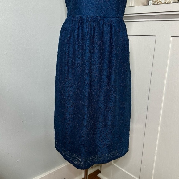 Lane Bryant Teal Blue Lace Overlay Midi A-Line Dress Size 26 - Picture 4 of 13